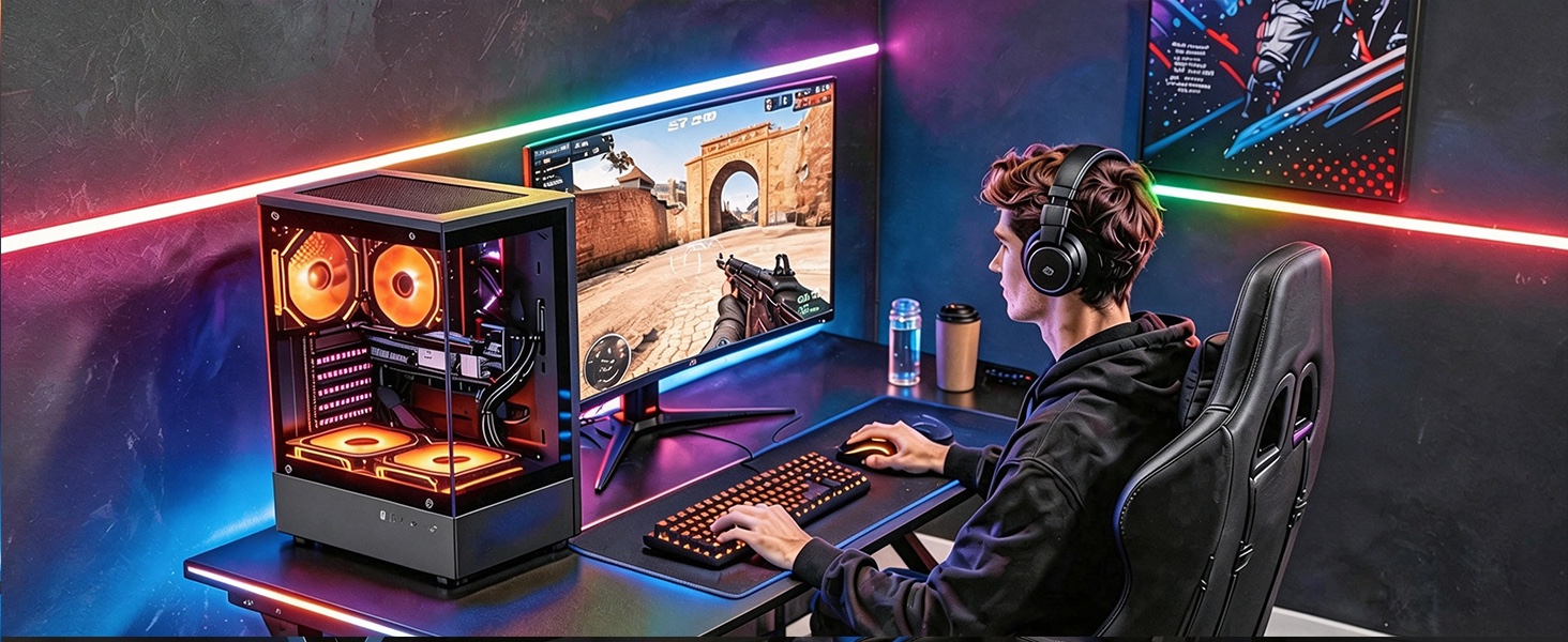 Olialia desktop PC in an RGB gaming setup