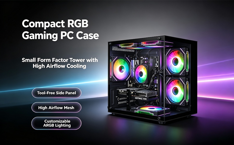 Compact Olialia RGB gaming PC case