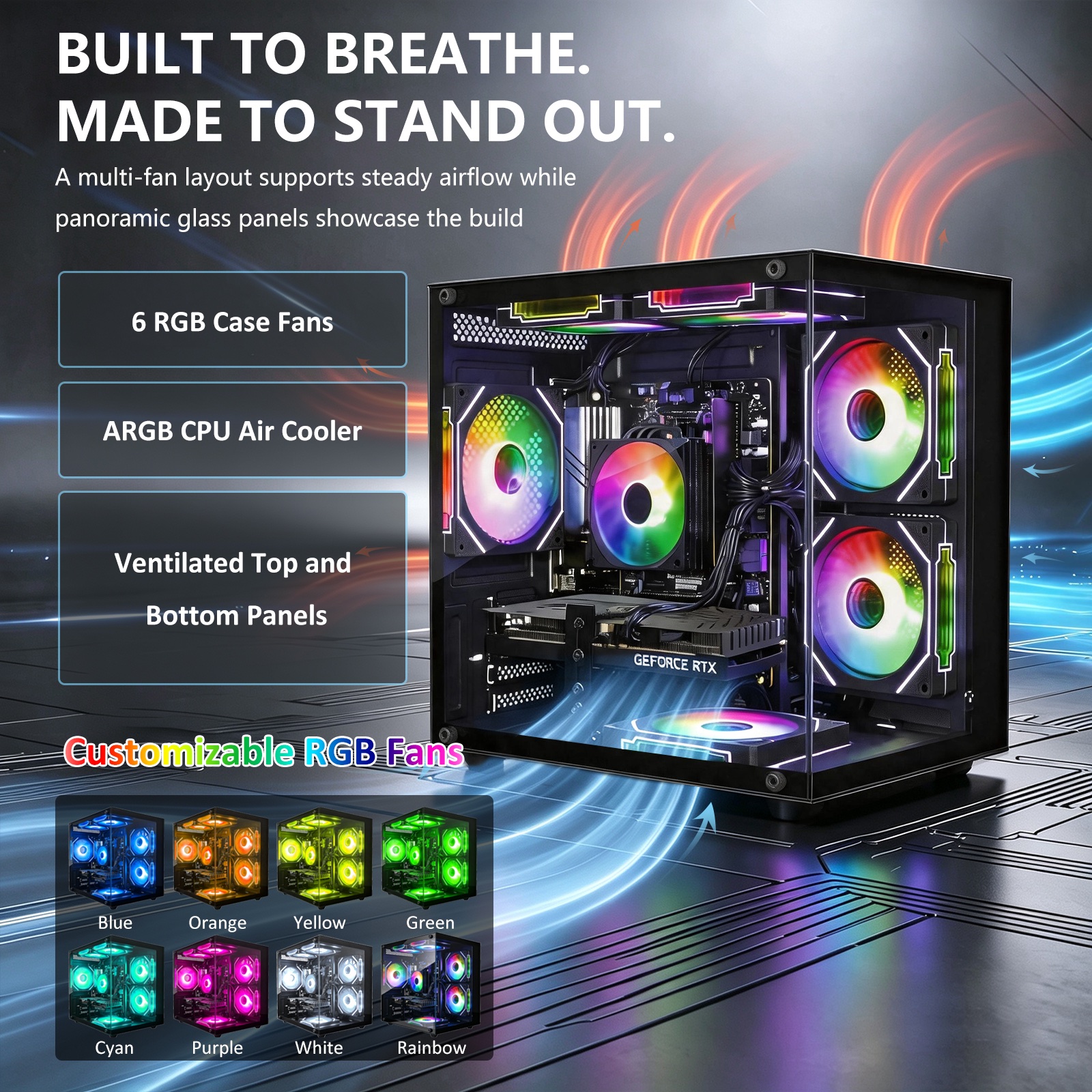 Olialia panoramic glass airflow and RGB features