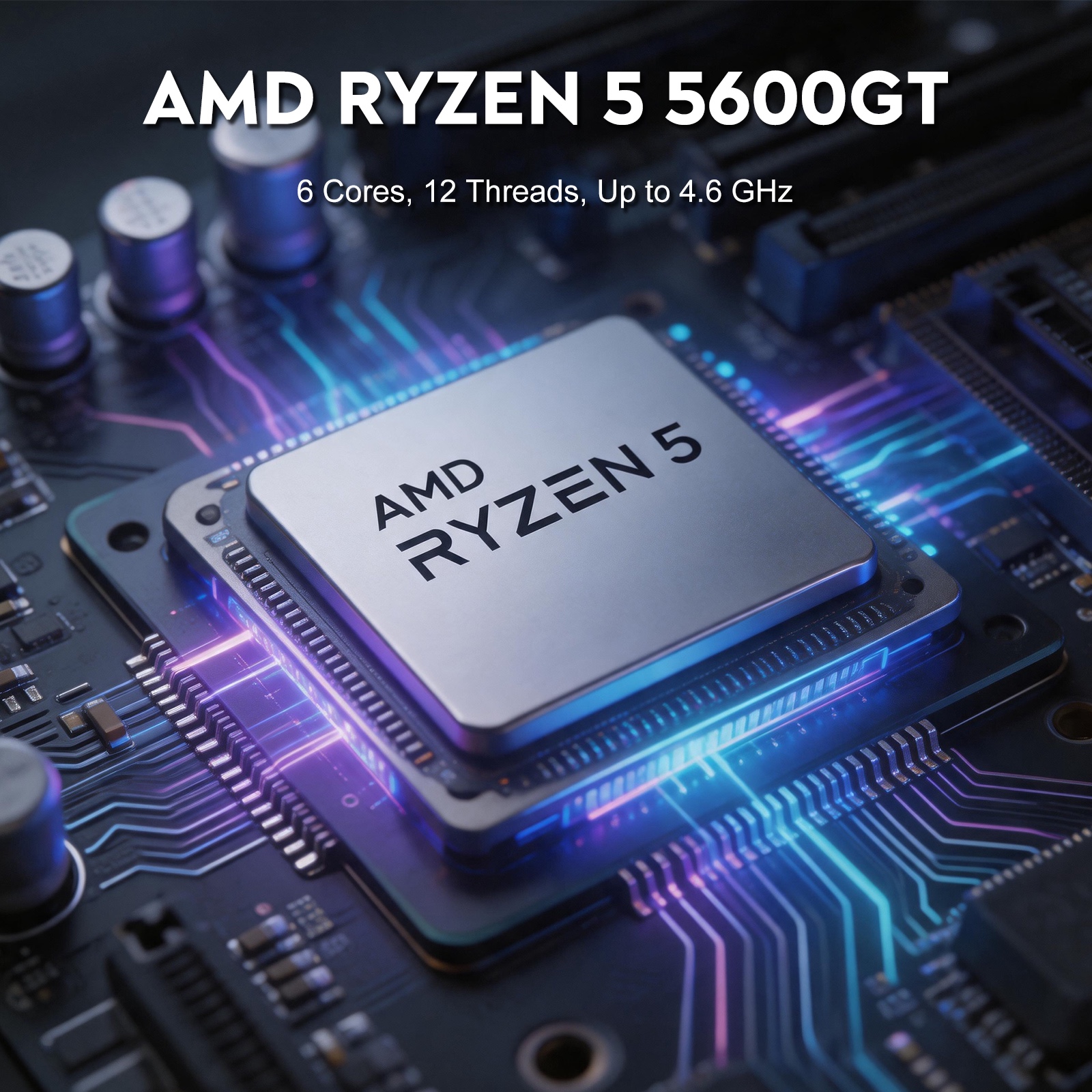 AMD Ryzen 5 5600GT processor with 6 cores, 12 threads and boost speed up to 4.6 GHz